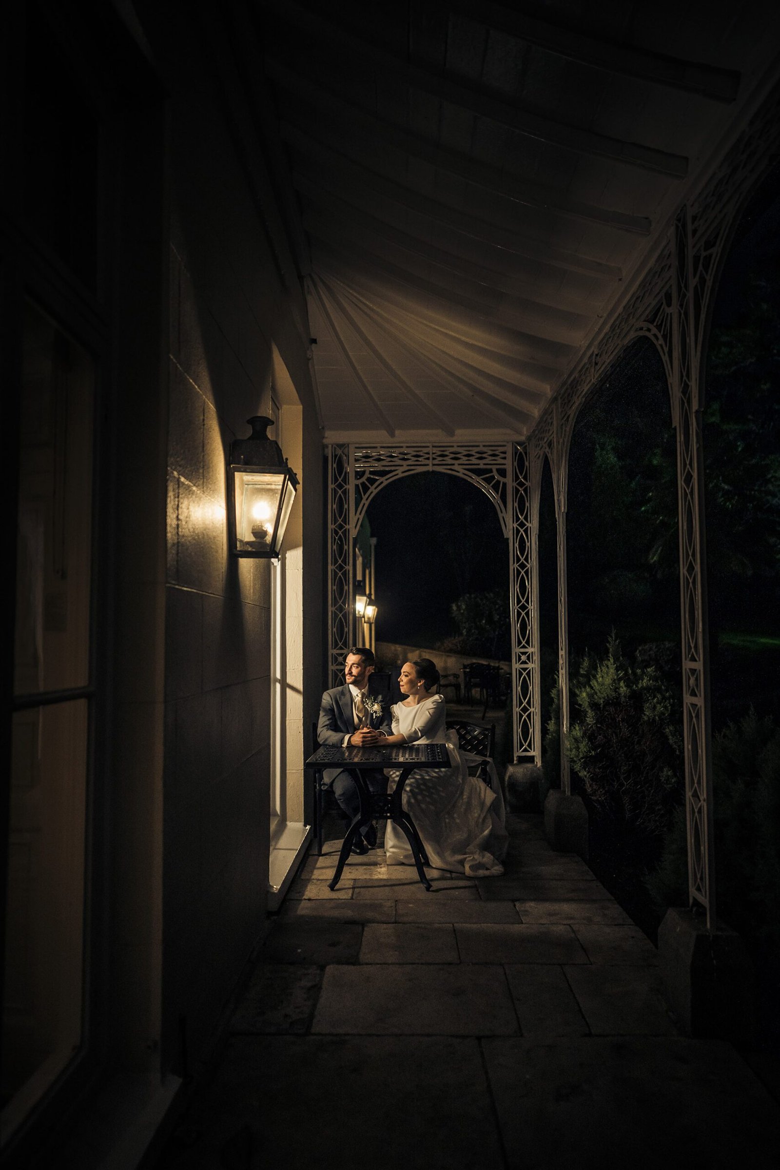 Golden hour wedding portraits of a happy couple at St Elizabeth’s House, Plympton